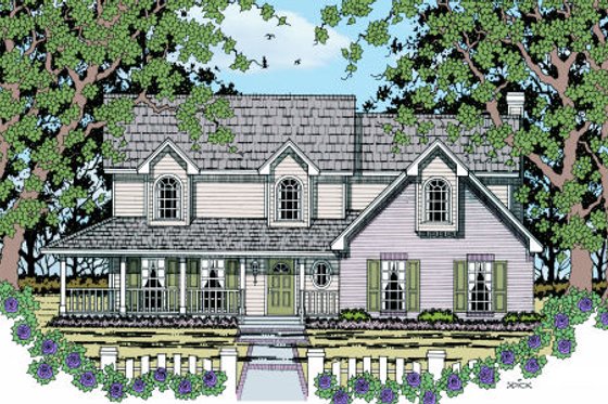 Exterior - Front Elevation for Country House Plan #42-354 - 4 bed, 2.5 bath