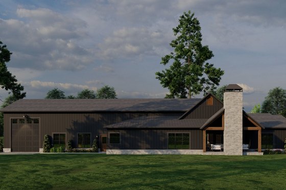 Exterior - Rear Elevation 1 for Farmhouse House Plan #923-370 - 4 bed, 2.5 bath