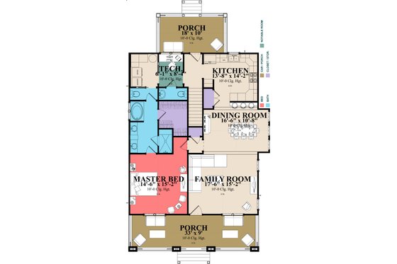 Floor Plan - Main Floor for Craftsman House Plan #63-380 - 3 bed, 3 bath