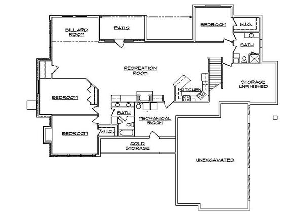 Architectural House Design - European Floor Plan - Lower Floor Plan #5-326