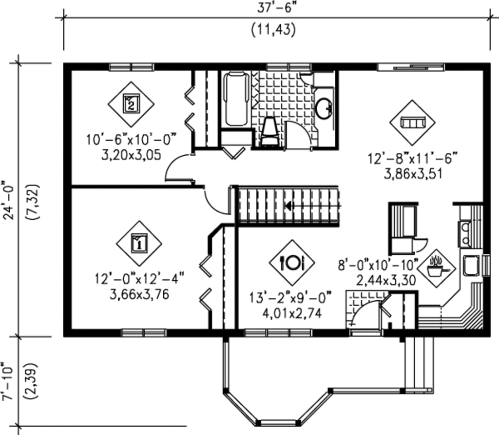Cottage Style House  Plan  2 Beds 1 Baths 900  Sq  Ft  Plan  