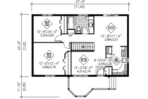 Floor Plan - Main Floor for Cottage House Plan #25-1183 - 2 bed, 1 bath