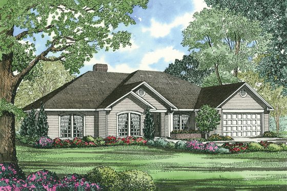 Traditional style home with European accents, elevation