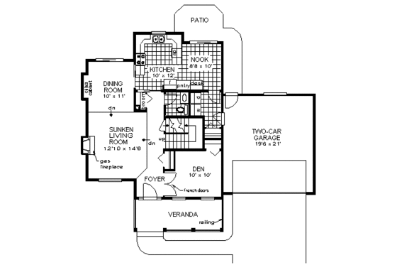 Floor Plan - Main Floor for Farmhouse House Plan #18-268 - 4 bed, 2.5 bath