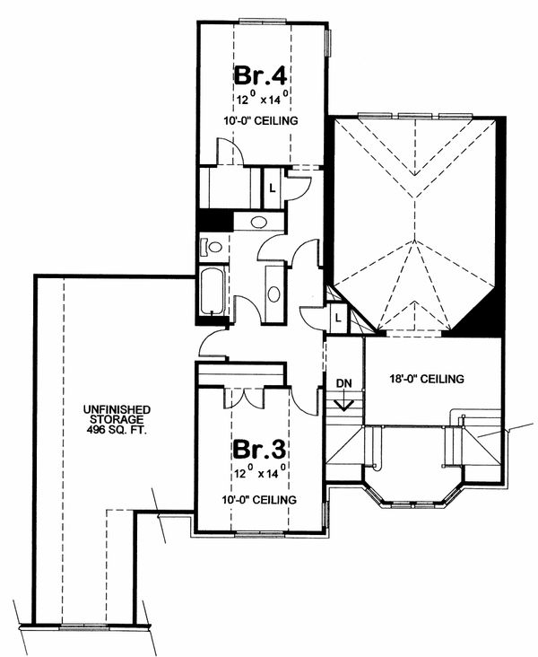 Architectural House Design - Traditional Floor Plan - Upper Floor Plan #20-2156