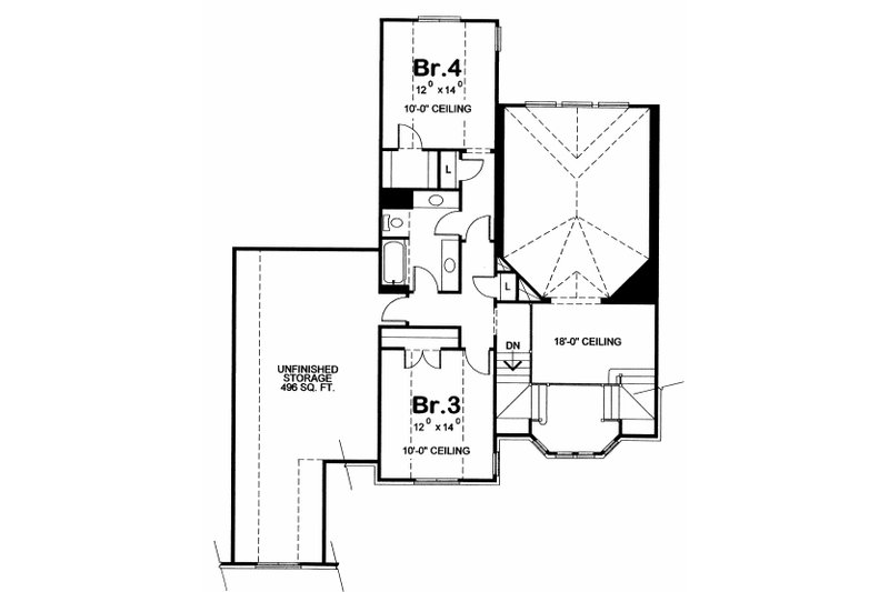 Architectural House Design - Floor Plan - Upper Floor for Traditional House Plan #20-2156 - 4 bed, 4 bath