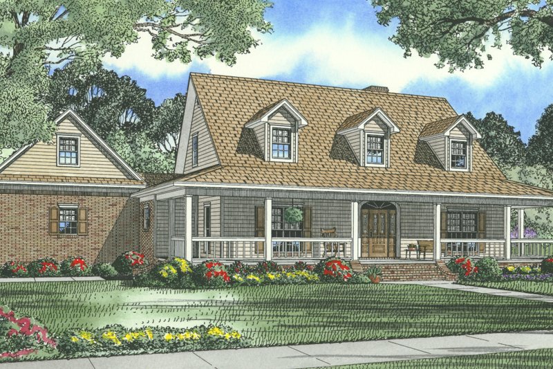 House Blueprint - Country Exterior - Front Elevation Plan #17-3456