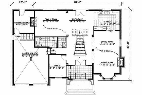 Floor Plan - Main Floor for European House Plan #138-131 - 3 bed, 2.5 bath
