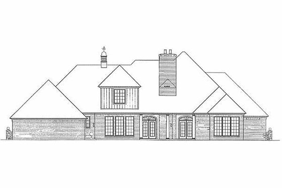 Exterior - Rear Elevation for European House Plan #310-552 - 4 bed, 3 bath