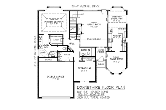 Floor Plan - Main Floor for European House Plan #424-6 - 4 bed, 3 bath