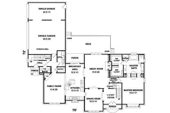 Floor Plan - Main Floor for European House Plan #81-1181 - 4 bed, 4 bath