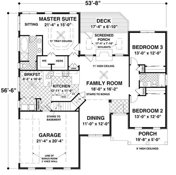 Craftsman Floor Plan - Main Floor Plan #56-628