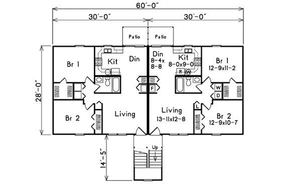 Floor Plan - Main Floor for Contemporary House Plan #57-246 - 2 bed, 1 bath