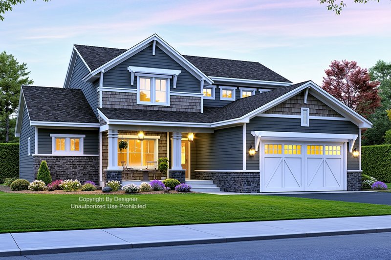 Bungalow Style House Plan - 4 Beds 3.5 Baths 2500 Sq/Ft Plan #51-1372 Exterior
