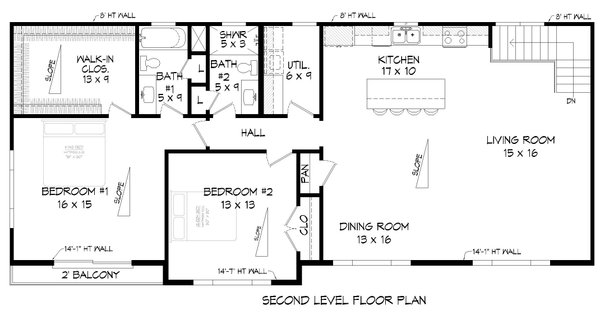 Contemporary Floor Plan - Upper Floor Plan #932-962