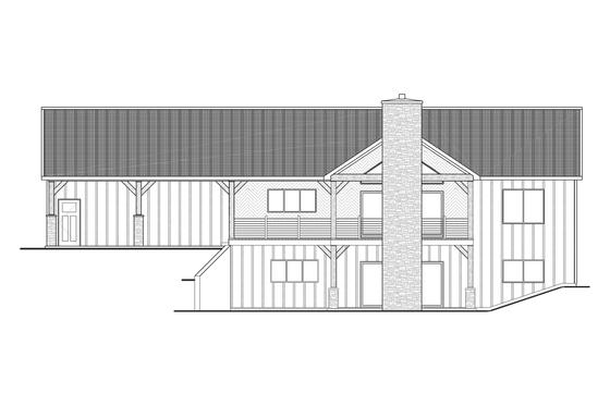 Exterior - Rear Elevation 1 for Barndominium House Plan #1064-228 - 3 bed, 2 bath