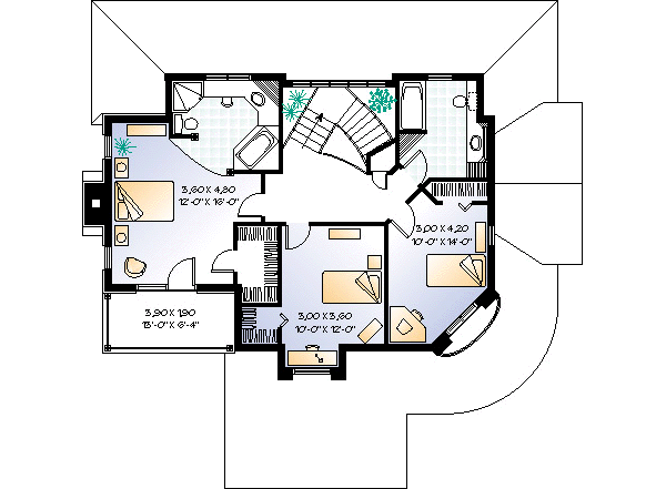 House Blueprint - European Floor Plan - Upper Floor Plan #23-291