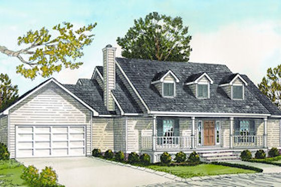 Exterior - Front Elevation for Farmhouse House Plan #16-179 - 2 bed, 2 bath