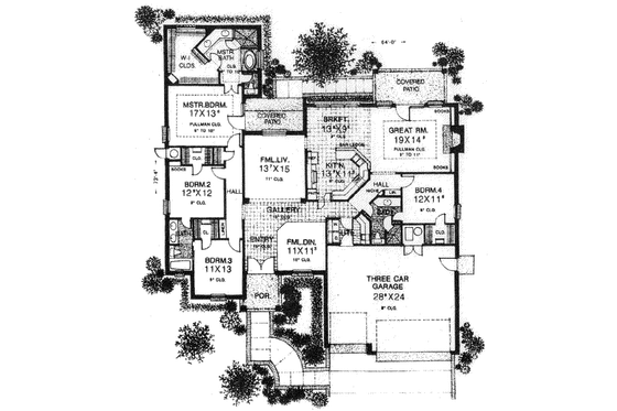 Floor Plan - Main Floor for European House Plan #310-849 - 4 bed, 3 bath