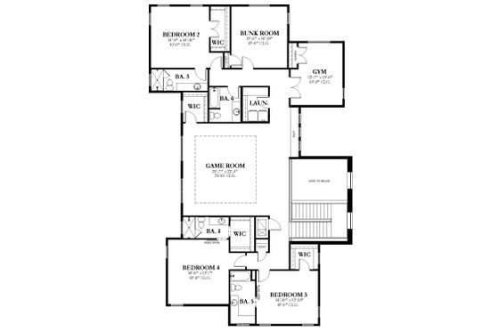 Floor Plan - Upper Floor for Contemporary House Plan #1058-229 - 6 bed, 6.5 bath