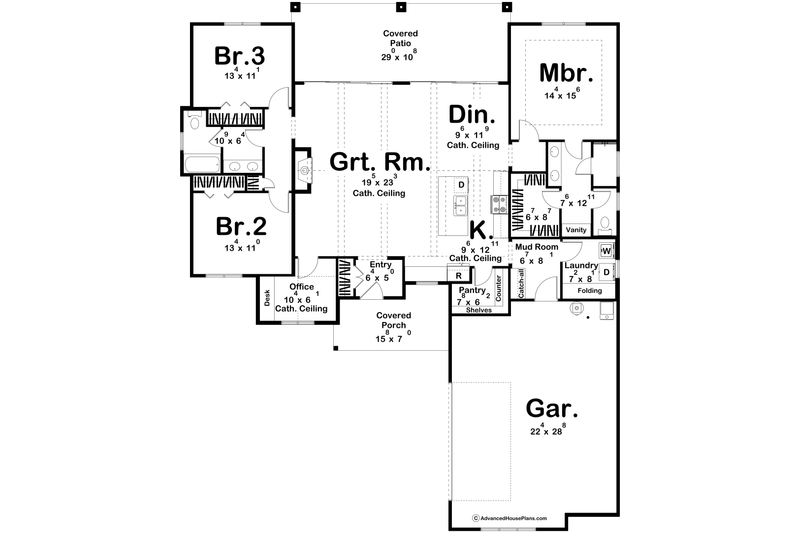 Architectural House Design - Floor Plan - Main Floor for Traditional House Plan #455-436 - 3 bed, 2 bath