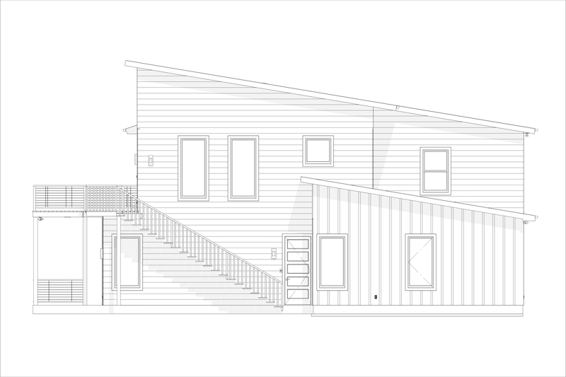 House Blueprint - Exterior - Rear Elevation 1 for Modern House Plan #1127-25 - 4 bed, 4.5 bath