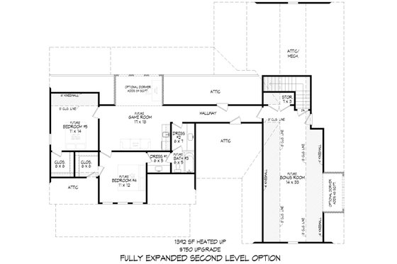 Floor Plan - Upper Floor for Farmhouse House Plan #932-1206 - 3 bed, 3 bath