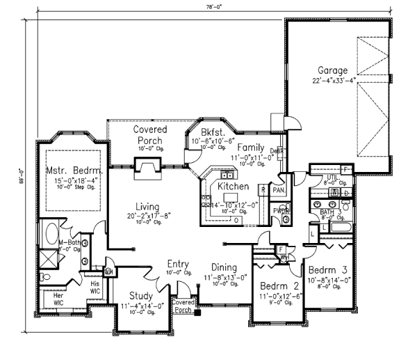 Southern Floor Plan - Main Floor Plan #52-201