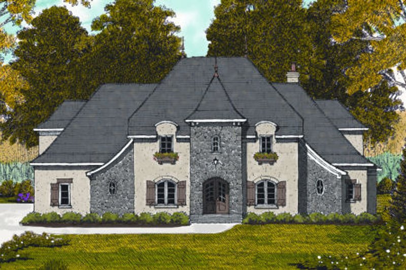 Dream House Plan - European Exterior - Front Elevation Plan #413-809