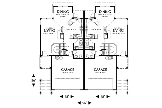 Floor Plan - Main Floor for Traditional House Plan #48-152 - 3 bed, 2.5 bath