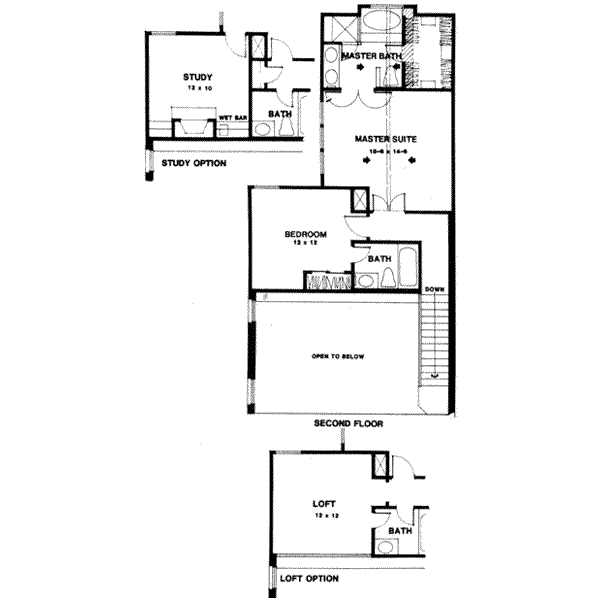Traditional Floor Plan - Upper Floor Plan #141-181