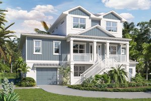 Beach Exterior - Front Elevation Plan #938-126