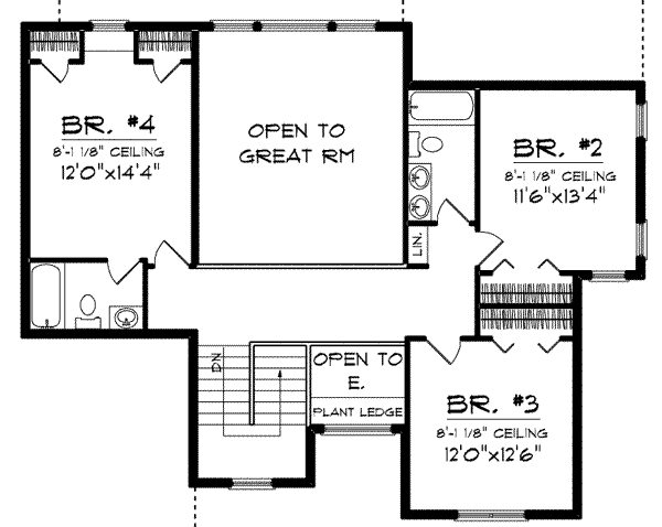 Craftsman Floor Plan - Upper Floor Plan #70-630