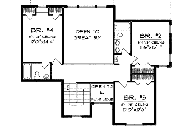 House Plan Design - Floor Plan - Upper Floor for Craftsman House Plan #70-630 - 4 bed, 3.5 bath