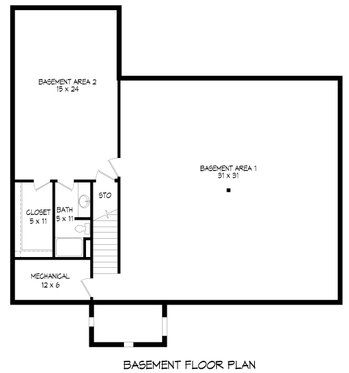 Floor Plan - Lower Floor for Traditional House Plan #932-441 - 3 bed, 2.5 bath