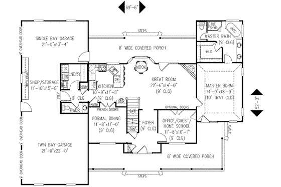 Floor Plan - Main Floor for Country House Plan #11-120 - 4 bed, 2.5 bath