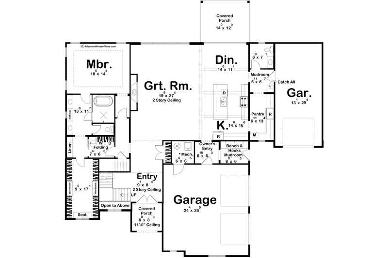 House Blueprint - Floor Plan - Main Floor for Cottage House Plan #455-803 - 5 bed, 4.5 bath
