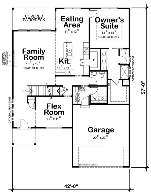 House Blueprint - Contemporary Floor Plan - Main Floor Plan #20-2430