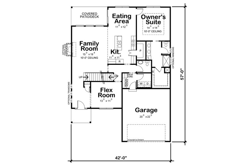 House Blueprint - Floor Plan - Main Floor for Contemporary House Plan #20-2430 - 4 bed, 2.5 bath