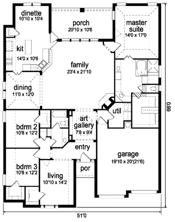 House Plan Design - Traditional Floor Plan - Main Floor Plan #84-370