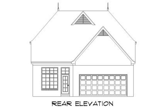 Exterior - Rear Elevation for European House Plan #424-153 - 3 bed, 3 bath