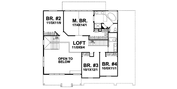 Traditional Floor Plan - Upper Floor Plan #50-240