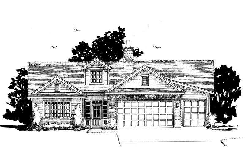 House Blueprint - Exterior - Front Elevation 3 for Cottage House Plan #942-42 - 3 bed, 3.5 bath