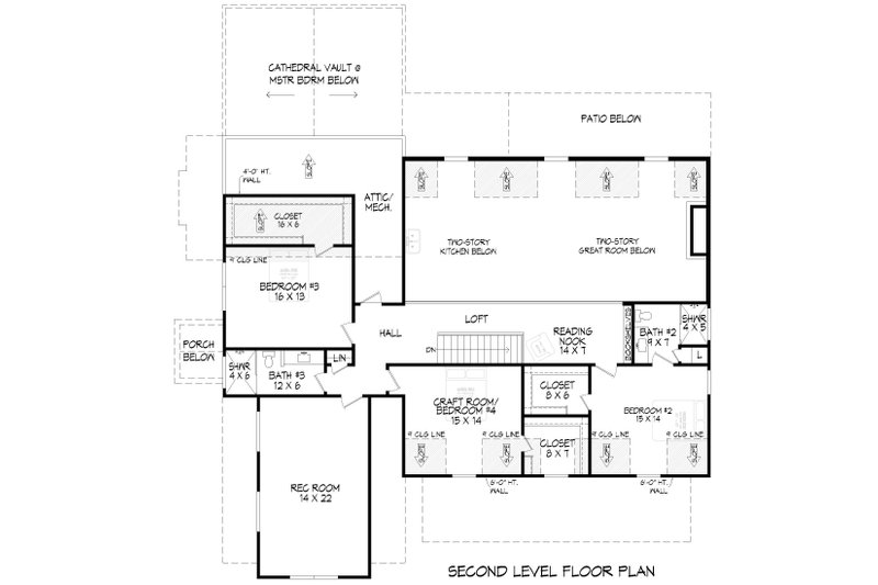 Architectural House Design - Floor Plan - Upper Floor for Farmhouse House Plan #932-1457 - 4 bed, 4.5 bath
