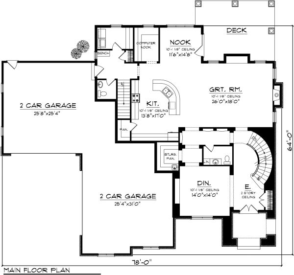 House Design - Traditional Floor Plan - Main Floor Plan #70-1143