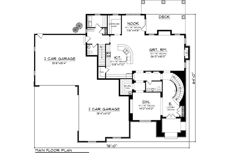 House Design - Floor Plan - Main Floor for Traditional House Plan #70-1143 - 3 bed, 3.5 bath