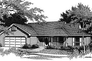 Ranch Exterior - Front Elevation Plan #14-142