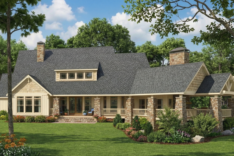 Architectural House Design - Exterior - Rear Elevation for Craftsman House Plan #17-2443 - 4 bed, 3 bath