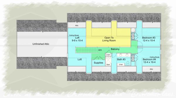 House Design - Colonial Floor Plan - Upper Floor Plan #489-9