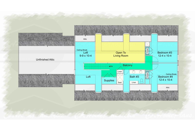 House Design - Floor Plan - Upper Floor for Colonial House Plan #489-9 - 4 bed, 3 bath